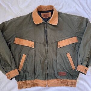 Wrangler canvas green and Tan Bomber Jacket